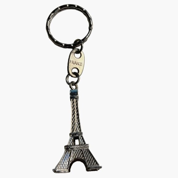 Eiffel Tower Keychain Souvenir Paris France Silver Tone Metal Key Ring - Picture 4 of 7